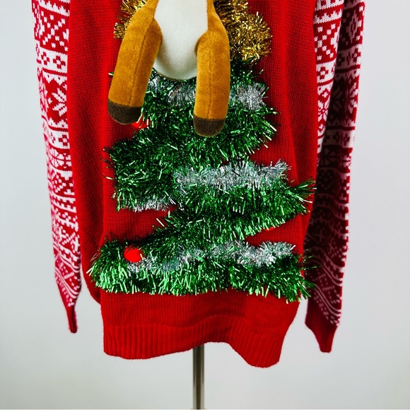 No Boundaries Reindeer Plush Ugly Christmas Sweater Size XL - Picture 3 of 9